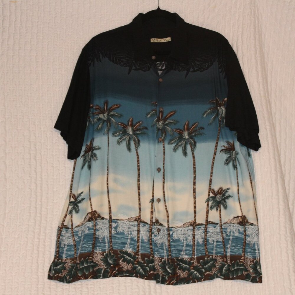 Vintage Batik Bay Americana Hawaiian Shirt XL 100% rayon